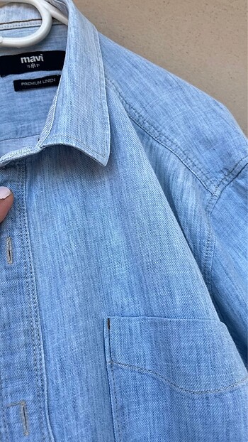 m Beden mavi Renk Mavi jeans erkek yazlık pamuklu gömlek