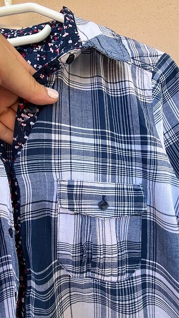 l Beden lacivert Renk Lcw beli bağcıklı şık ekoseli gömlek