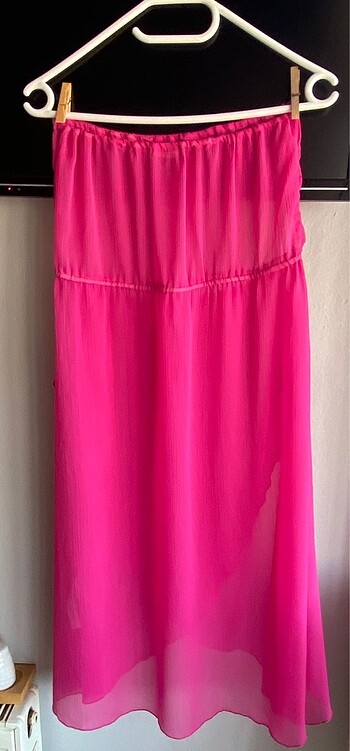 Defacto straplez Fuşya şık pareo - Görsel 6