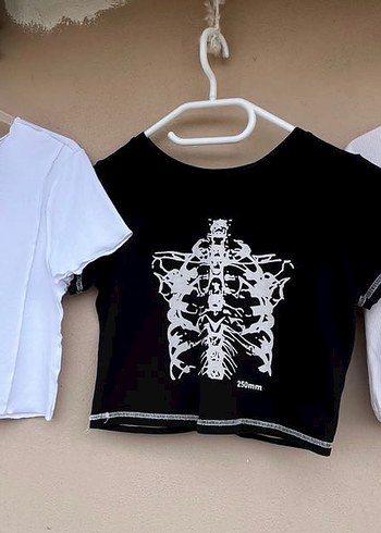 s Beden beyaz Renk 3lü oxxo dilvin crop tshirt