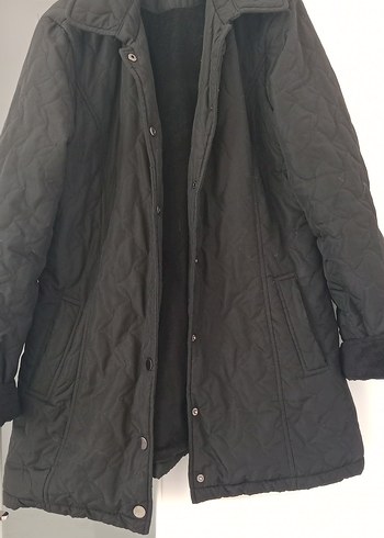 Düğmeli Siyah Kadın Midi Mont - Görsel 2