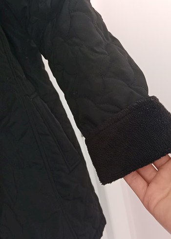 Düğmeli Siyah Kadın Midi Mont - Görsel 3