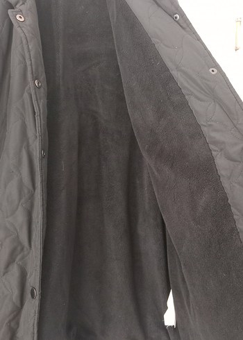 Düğmeli Siyah Kadın Midi Mont - Görsel 5