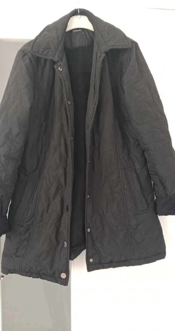 Düğmeli Siyah Kadın Midi Mont - Görsel 2