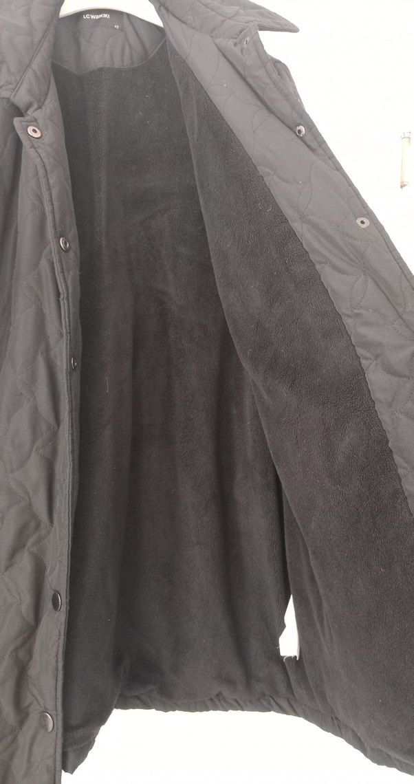 Düğmeli Siyah Kadın Midi Mont - Görsel 5