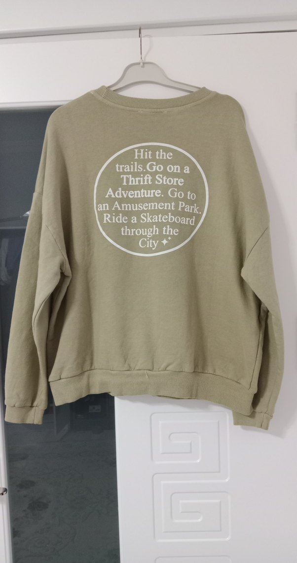 Bej Kadın Sweatshirt Uzun Kollu Rahat Kesim - Görsel 2