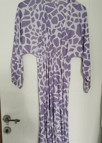 Kadın Mor Uzun Kol Desenli Elbise - Görsel 2