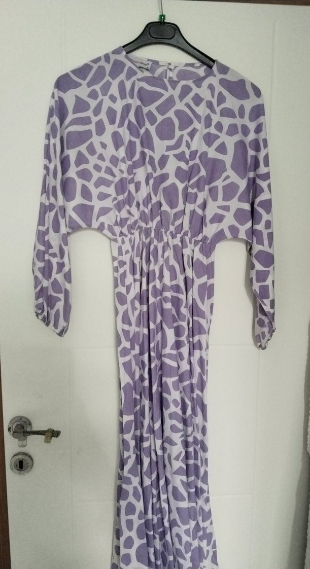 Kadın Mor Uzun Kol Desenli Elbise - Görsel 2