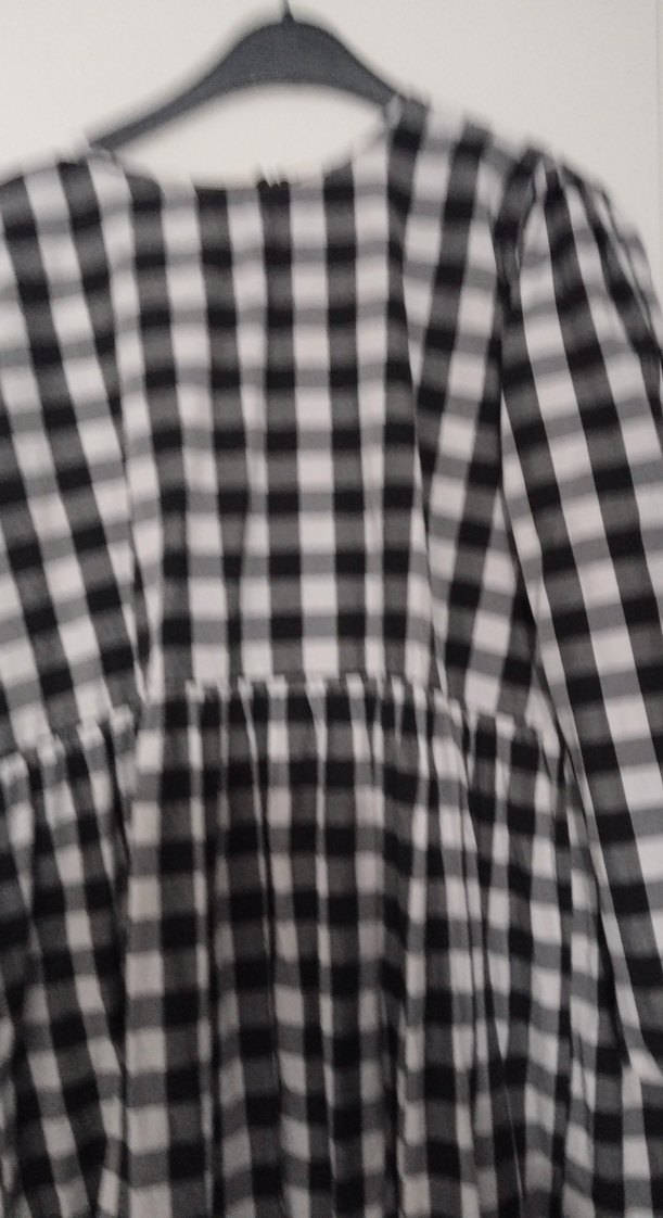 Gri Siyah Ekose Desenli Uzun Elbise - Görsel 3