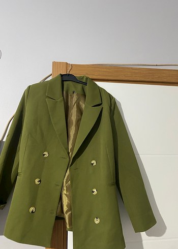 Kadın Haki Düğmeli Blazer Ceket - Görsel 5