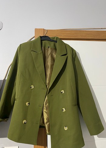 Kadın Haki Düğmeli Blazer Ceket - Görsel 2