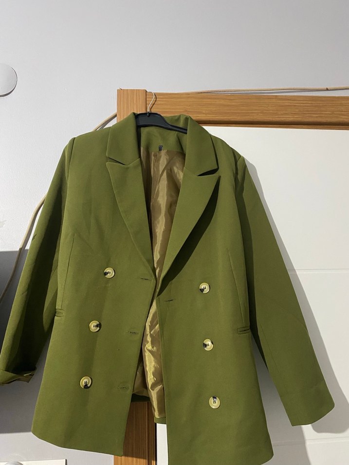 Kadın Haki Düğmeli Blazer Ceket - Görsel 2