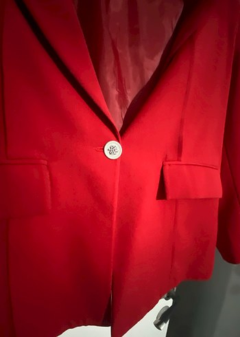 Kırmızı Süet Kadın Blazer Ceket - Görsel 4