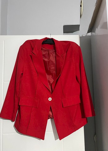 Kırmızı Süet Kadın Blazer Ceket - Görsel 5