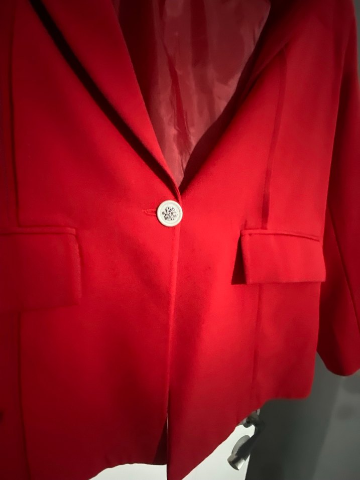 Kırmızı Süet Kadın Blazer Ceket - Görsel 4