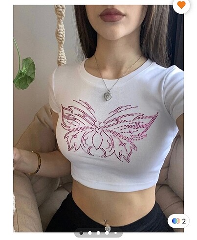 Crop taşlı sıyah beyaz