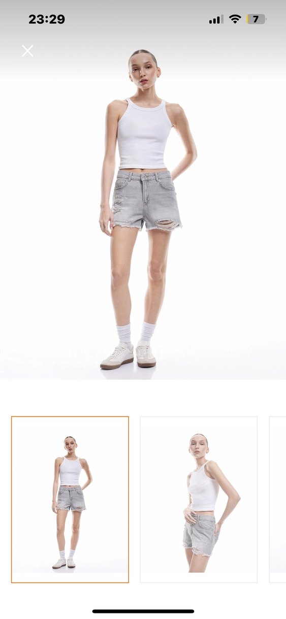 Gri Mini Kadın Denim Şort - Görsel 3