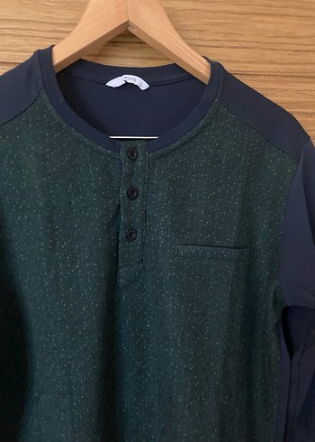 Düğmeli Yeşil Uzun Kollu Erkek Triko - Görsel 2