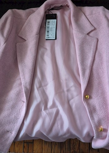 36 Beden Düğmeli Pudra Pembe Kadın Blazer Ceket