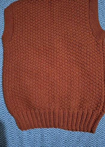 Erkek Çocuk Bohem Örgü Kahverengi Yelek - Görsel 2