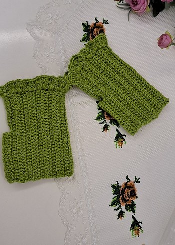 Örgü Yeşil Bohem Kadın kolluk - Görsel 7