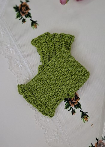 Örgü Yeşil Bohem Kadın kolluk - Görsel 3