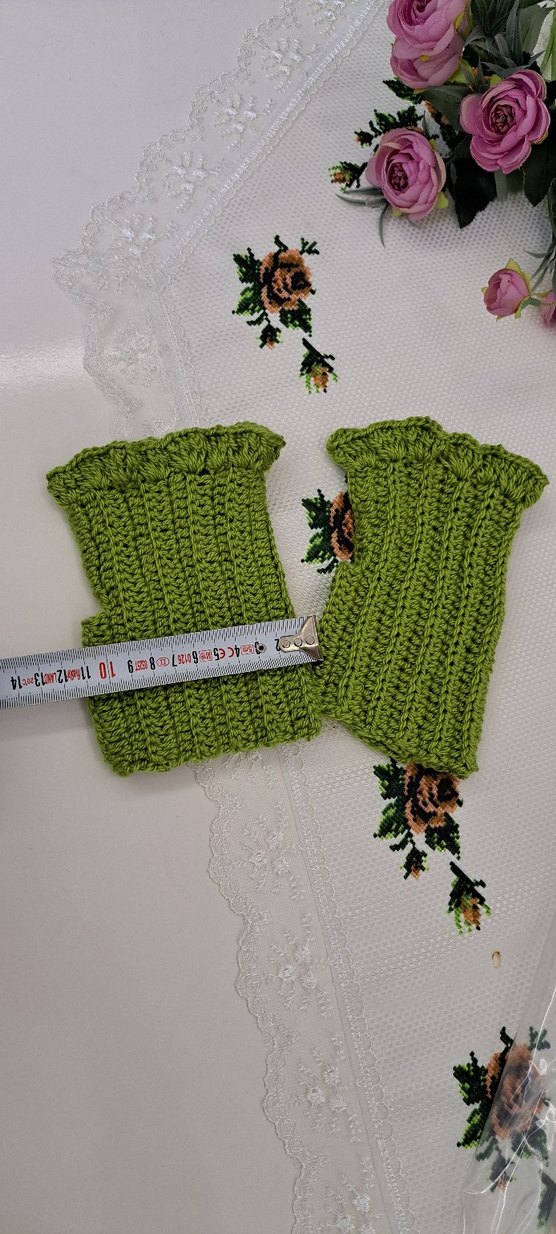 Örgü Yeşil Bohem Kadın kolluk - Görsel 4