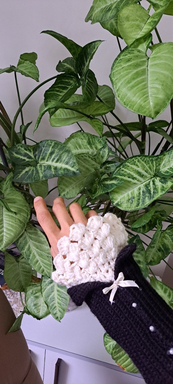 Dantel Detaylı Bohem Örgü Eldiven Yeni . - Görsel 4