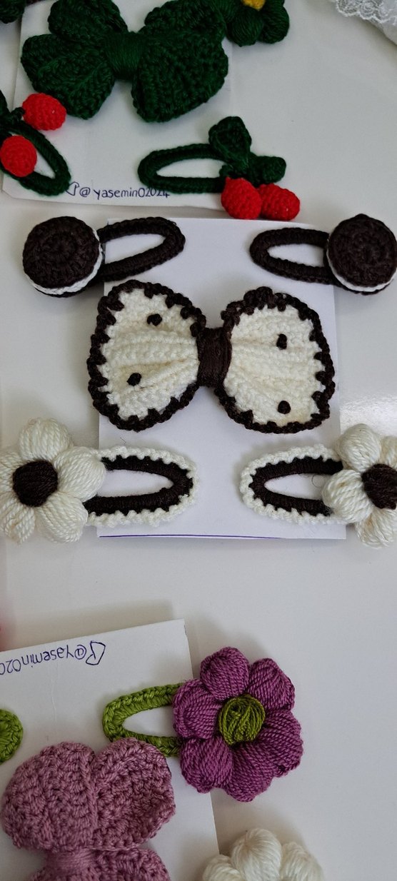 Renkli Nakışlı Örgü Çocuk Saç Tokaları - Görsel 4