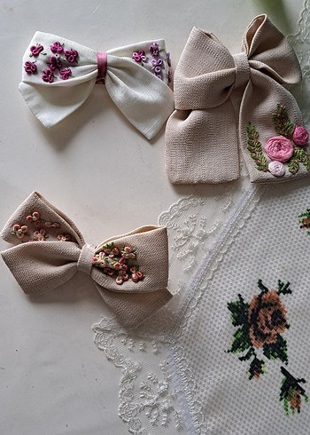 Nakışlı Örgü Kumaş Fiyonk Toka - Görsel 7