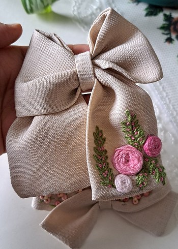 Nakışlı Örgü Kumaş Fiyonk Toka - Görsel 2