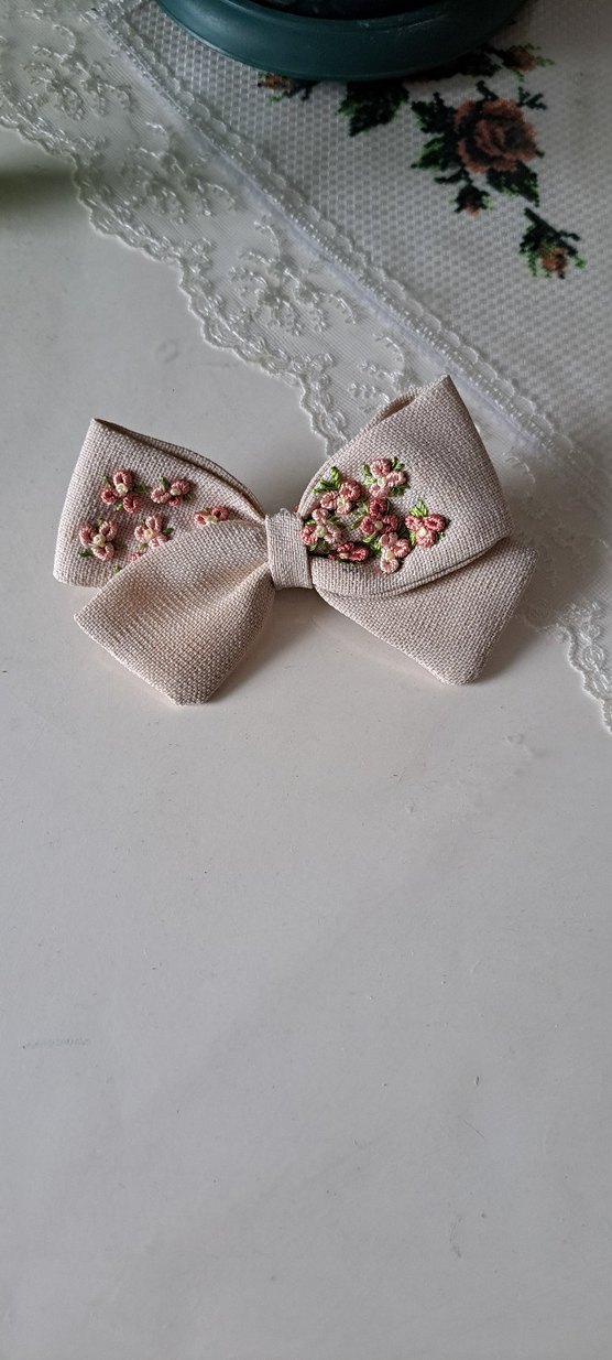 Nakışlı Örgü Kumaş Fiyonk Toka - Görsel 5