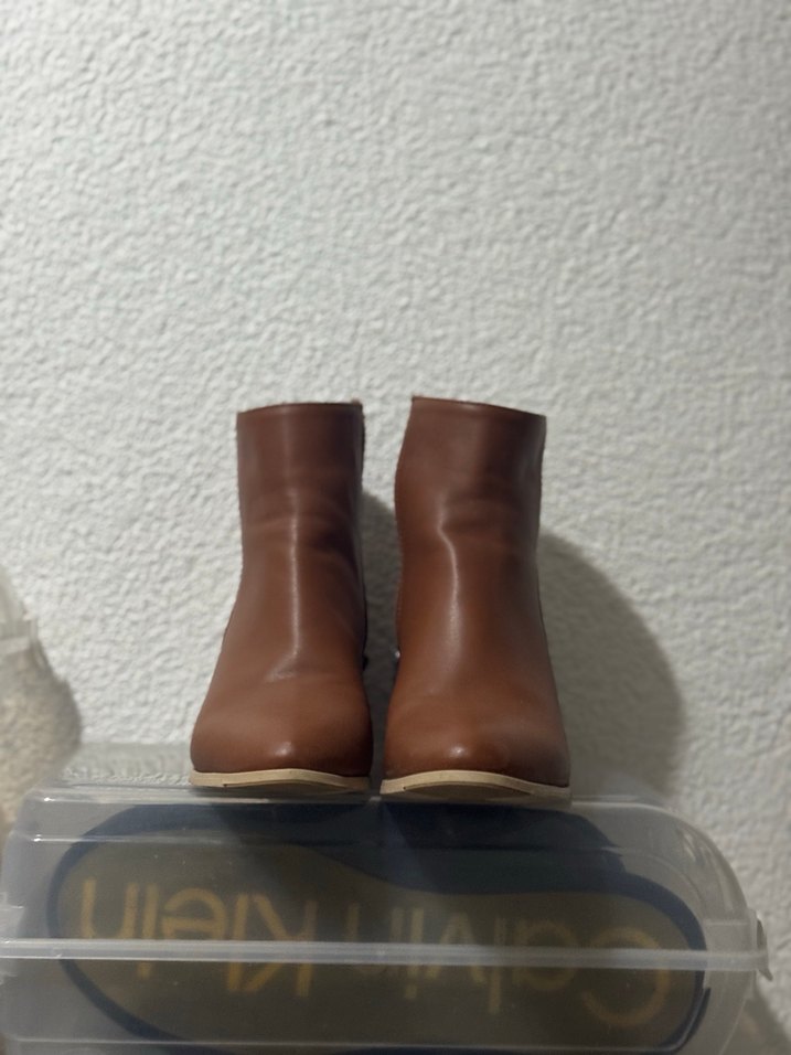 Kahverengi Deri Kadın Topuklu Bot - Görsel 3