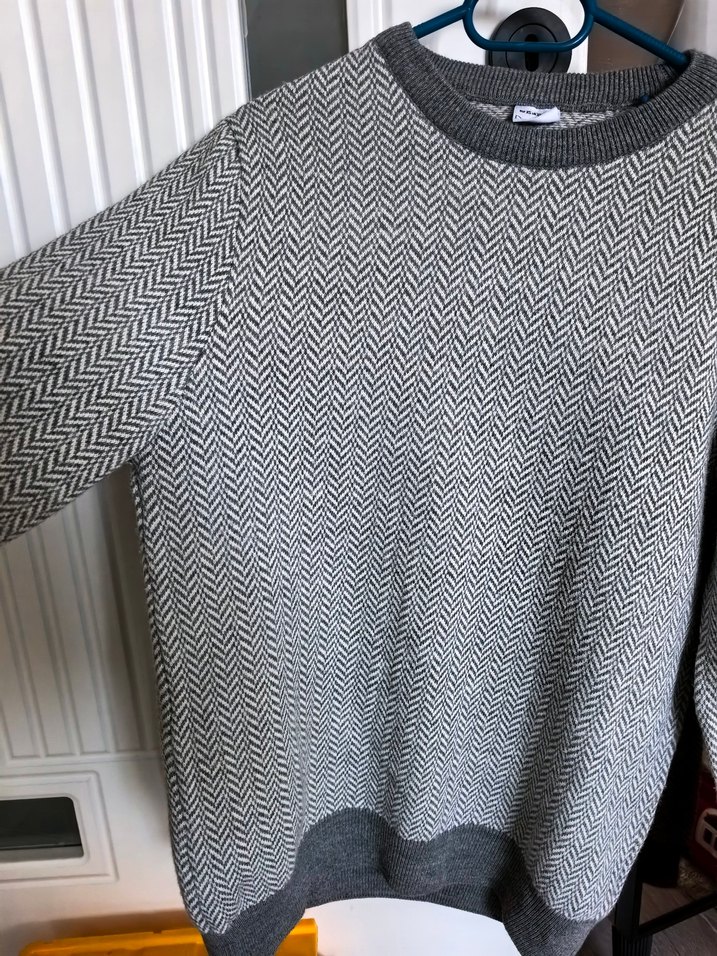 Gri Örgü Erkek Kazak, Bisiklet Yaka, Rahat Kesim - Görsel 2