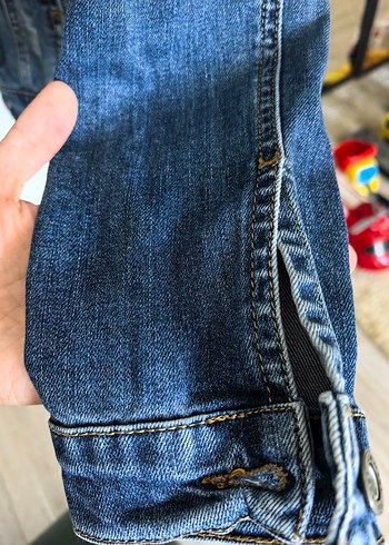 Düğmeli Mavi Kadın Denim Ceket - Görsel 5