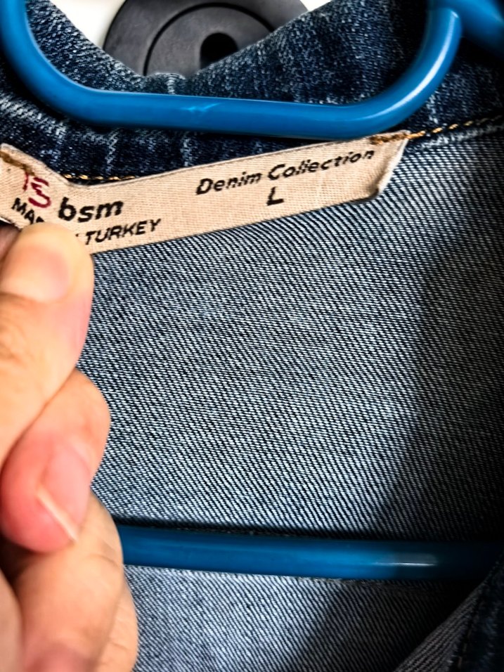 Düğmeli Mavi Kadın Denim Ceket - Görsel 3
