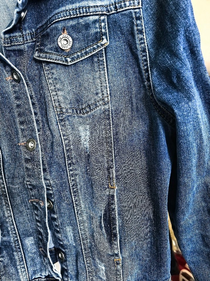 Düğmeli Mavi Kadın Denim Ceket - Görsel 4