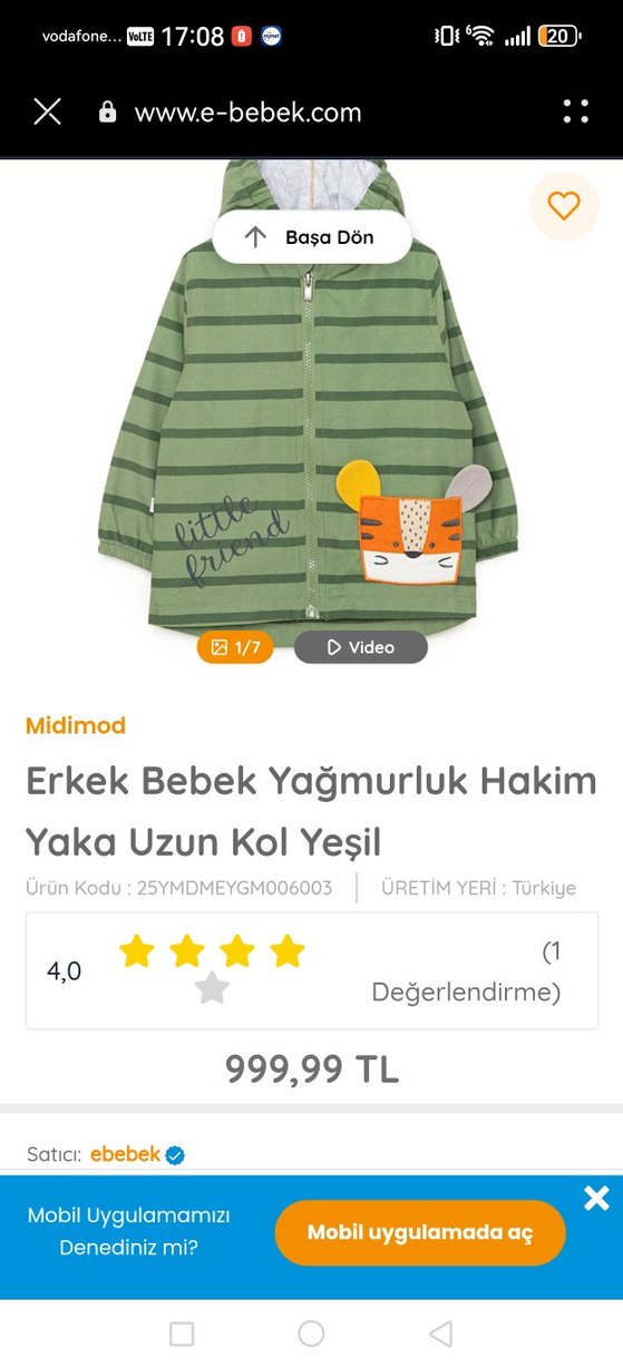 Düğmeli Kapüşonlu Yeşil Çocuk Mont - Görsel 2
