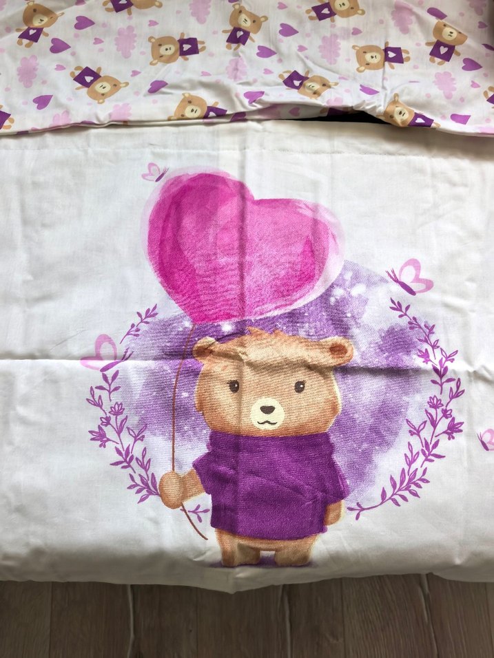 Pembe Baskılı Polar Bebek Nevresim Takımı - Görsel 4