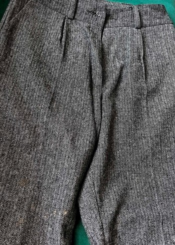 Gri Midi Kadın Yün Kumaş Pantolon - Görsel 2