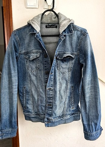 Düğmeli Gri Denim erkek Ceket