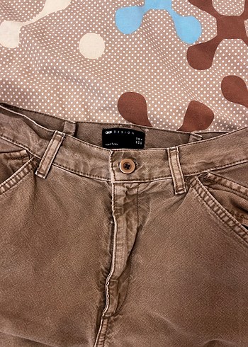 Düğmeli Kahverengi Bol Kesim Kadın vintage Pantolon - Görsel 4