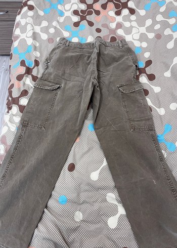 Düğmeli Kahverengi Bol Kesim Kadın vintage Pantolon - Görsel 3