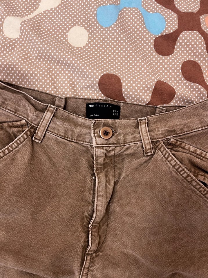 Düğmeli Kahverengi Bol Kesim Kadın vintage Pantolon - Görsel 4