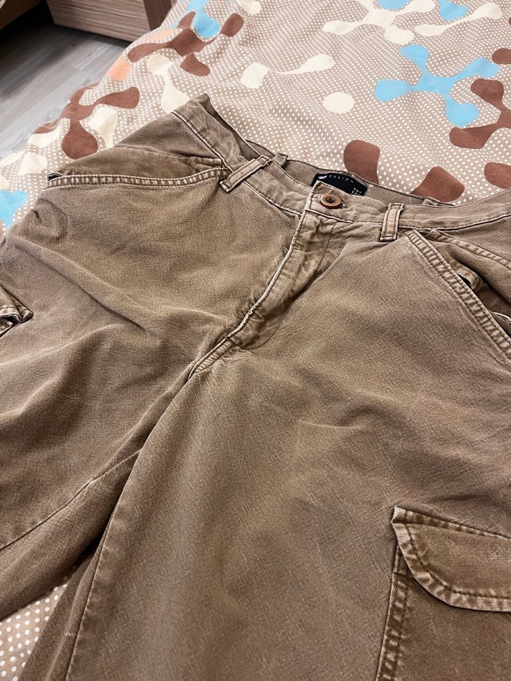 Düğmeli Kahverengi Bol Kesim Kadın vintage Pantolon - Görsel 2