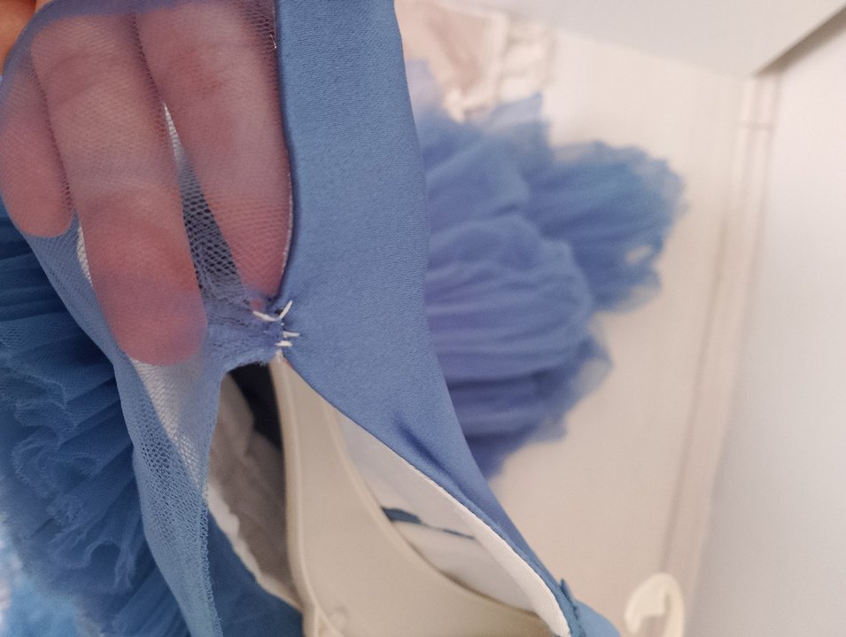 Mavi Fırfırlı Bohem Straplez Çocuk Elbisesi - Görsel 3