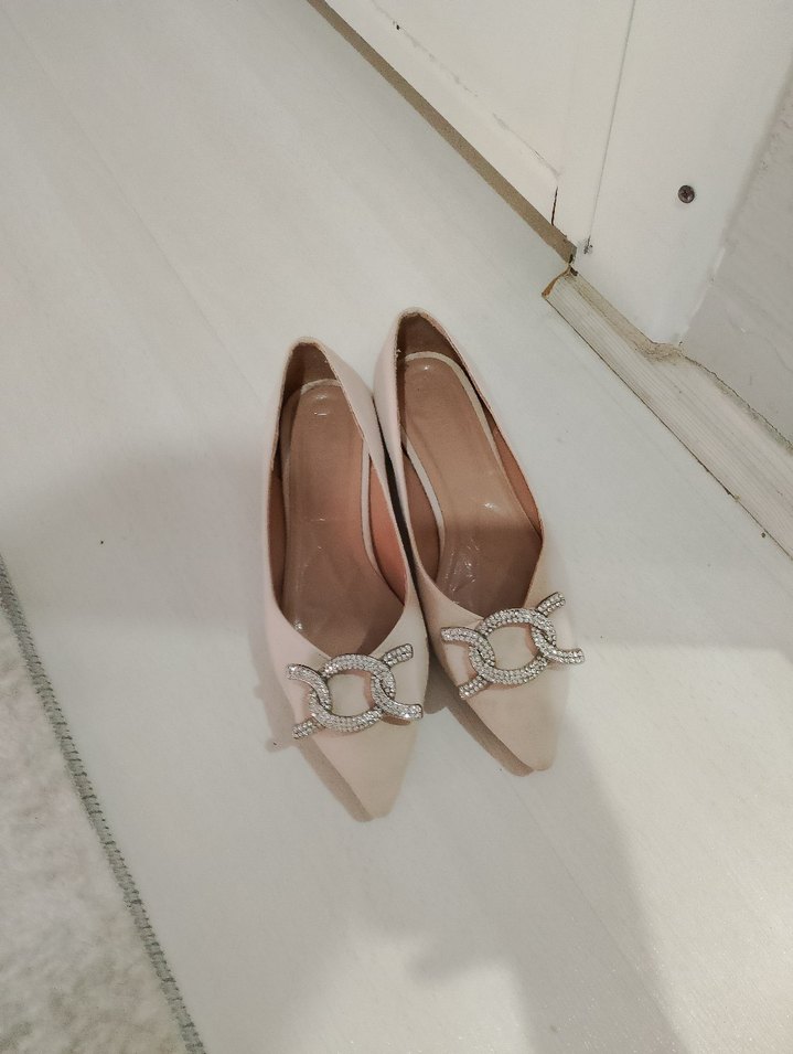 Bej Tokalı Kadın Topuklu Babet - Görsel 4