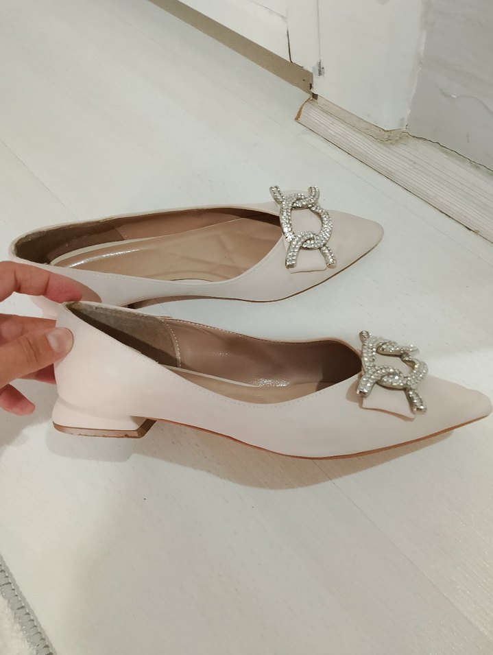 Bej Tokalı Kadın Topuklu Babet - Görsel 2