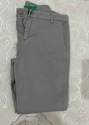 Benetton Gri Duz Kesim Pantolon