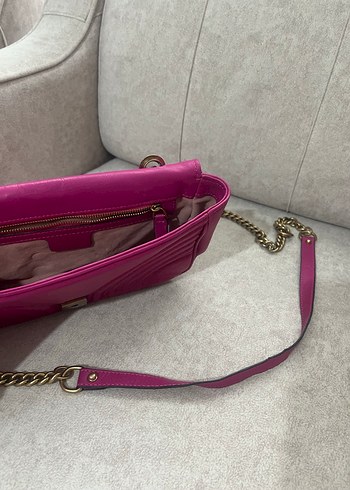 Zincir Detaylı Mor Deri Kadın Çanta - Görsel 4